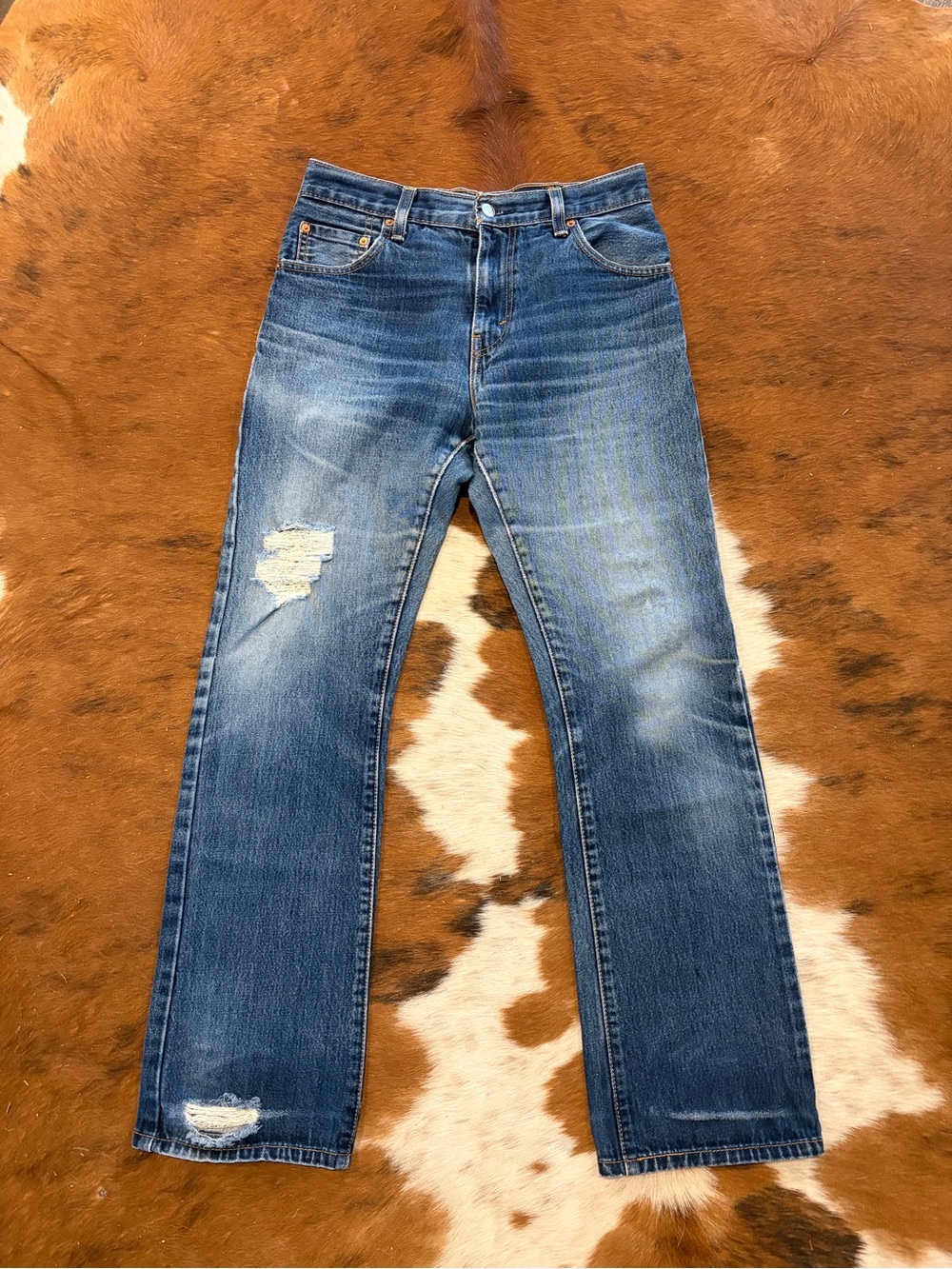Levi's Blue Denim Jeans with Tan Leather Patch